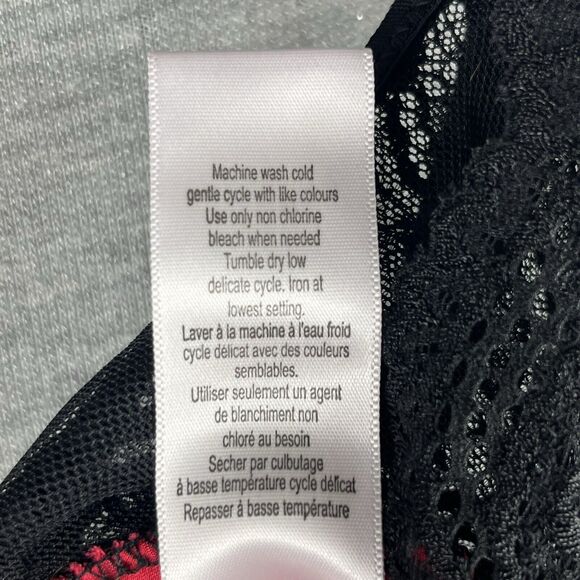 In Bloom by Jonquil RED/BLACK FLORAL Chemise VELVET Trim Lace Size Small S - Picture 9 of 11